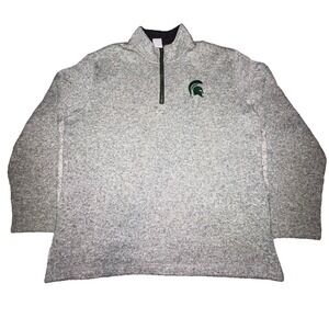 Michigan State Spartans Men's Size Gray Quarter Zip Fleece Pullover Shirt Large